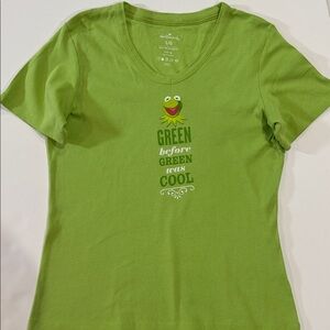 Hallmark Disney Kermit T Shirt Women Large Green Before Cool Graphic